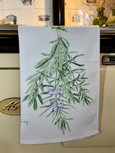 Load image into Gallery viewer, Rosemary & mint tea towel - light background