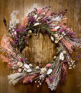 Dried flower bouquet - pink and white