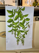 Load image into Gallery viewer, Rosemary &amp; mint tea towel - light background
