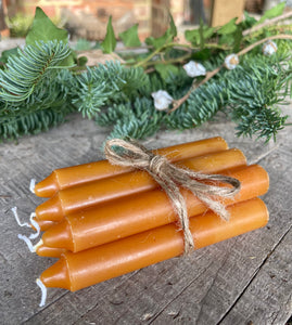 6 caramel coloured short candles