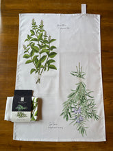 Load image into Gallery viewer, Rosemary &amp; mint tea towel - light background
