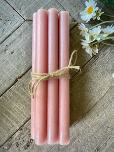 6 Long Rustic dinner candle - old rose