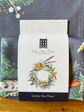 Load image into Gallery viewer, Wreath tea towel - dark background.
