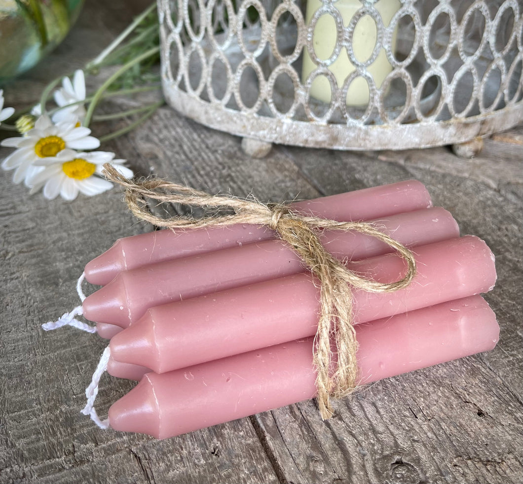 NEW - 6 old rose short candles