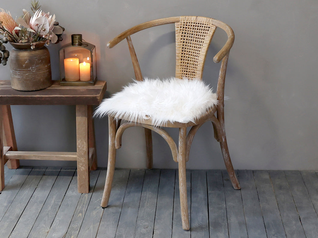 Faux fur seat cover - off white