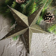 Load image into Gallery viewer, Large Vintage paper star - moss glitter
