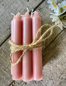 NEW - 6 old rose short candles