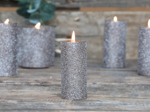 Glitter pillar candle