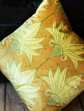 Load image into Gallery viewer, Gold patterned velvet cushion
