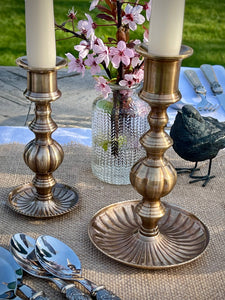 Bowl bottom brass candlestick