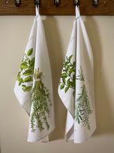 Load image into Gallery viewer, Basil &amp; thyme tea towel - light background
