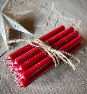 Tiny ruby red monastery candles, bundle of 12