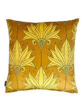 Load image into Gallery viewer, Gold patterned velvet cushion
